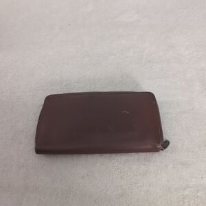 Longaberger Zip Around Leather  Wallet tMulti Compartment Brown 7”x 4” Womens